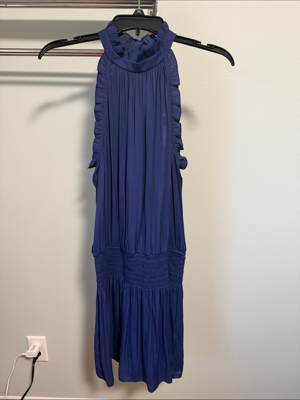 Alice & Trixie by Angela George Blue Ruffle Blouson Mini Dress